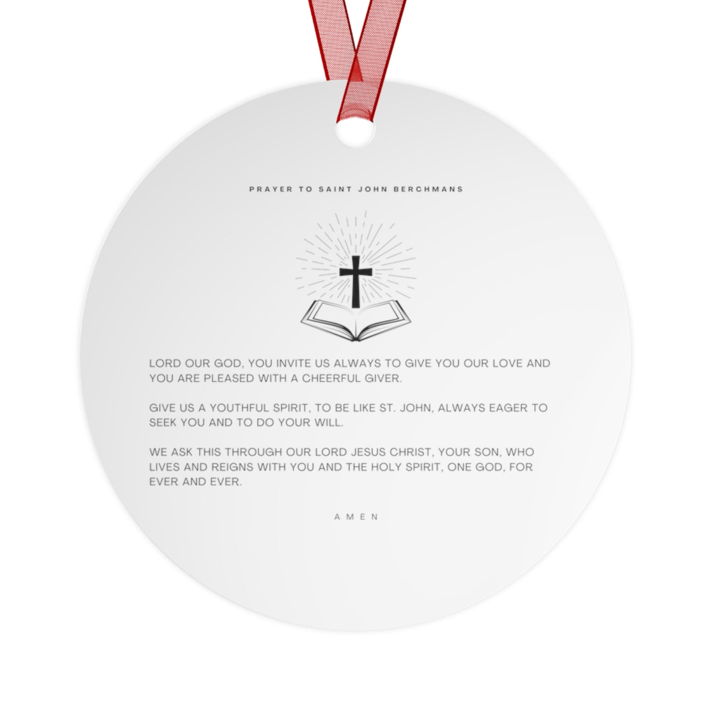 Saint John Berchmans Metal Ornament - Religious Holiday Christmas Ornament and Keepsake - Double sided - Prayer Ornament