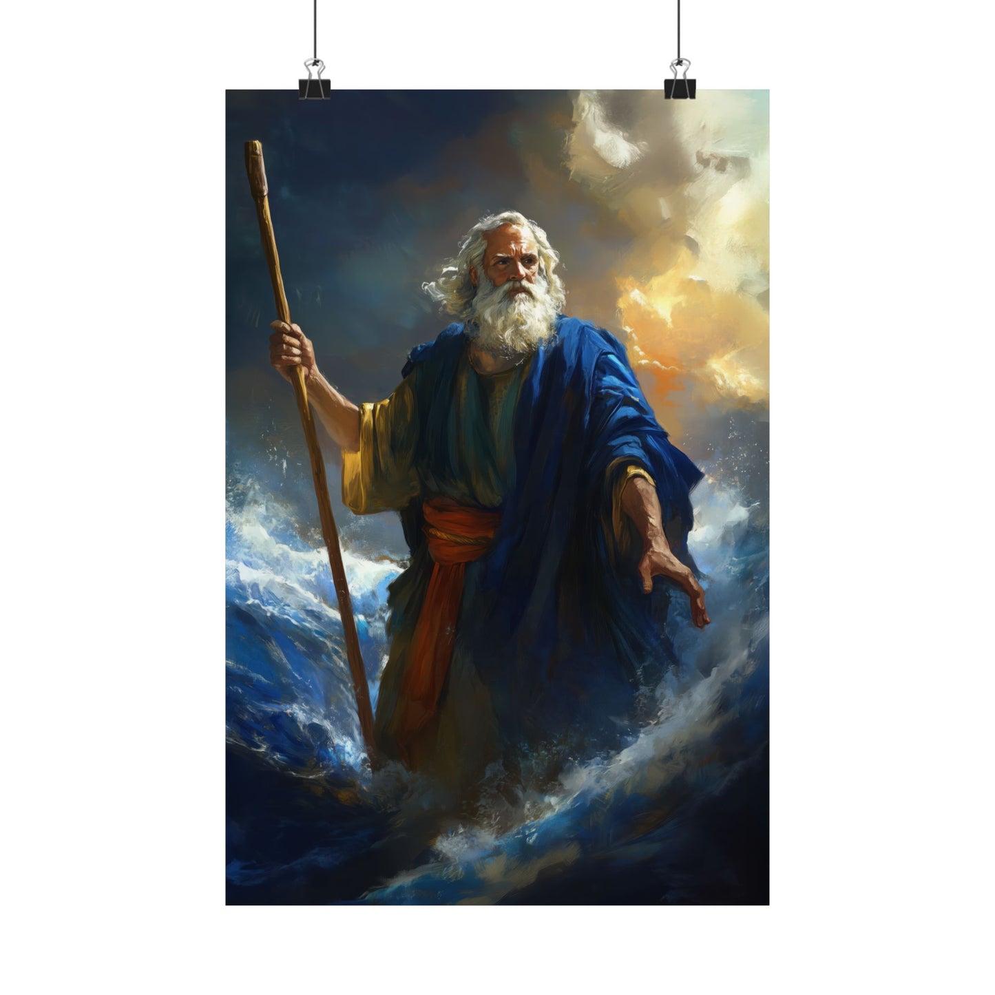 Moses Before the Trembling Sea - Sanctified Souls Print - Multiple Sizes - Premium Matte Vertical Posters