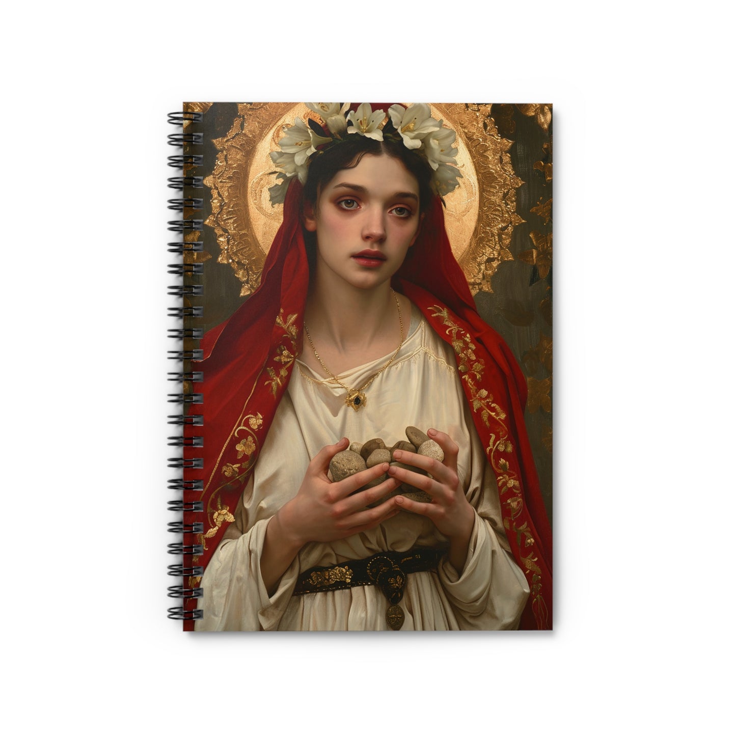 Saint Emerentiana Journal - Sanctified Souls Art - Religious Based Notebook - Spiral Notebook - Ruled Line