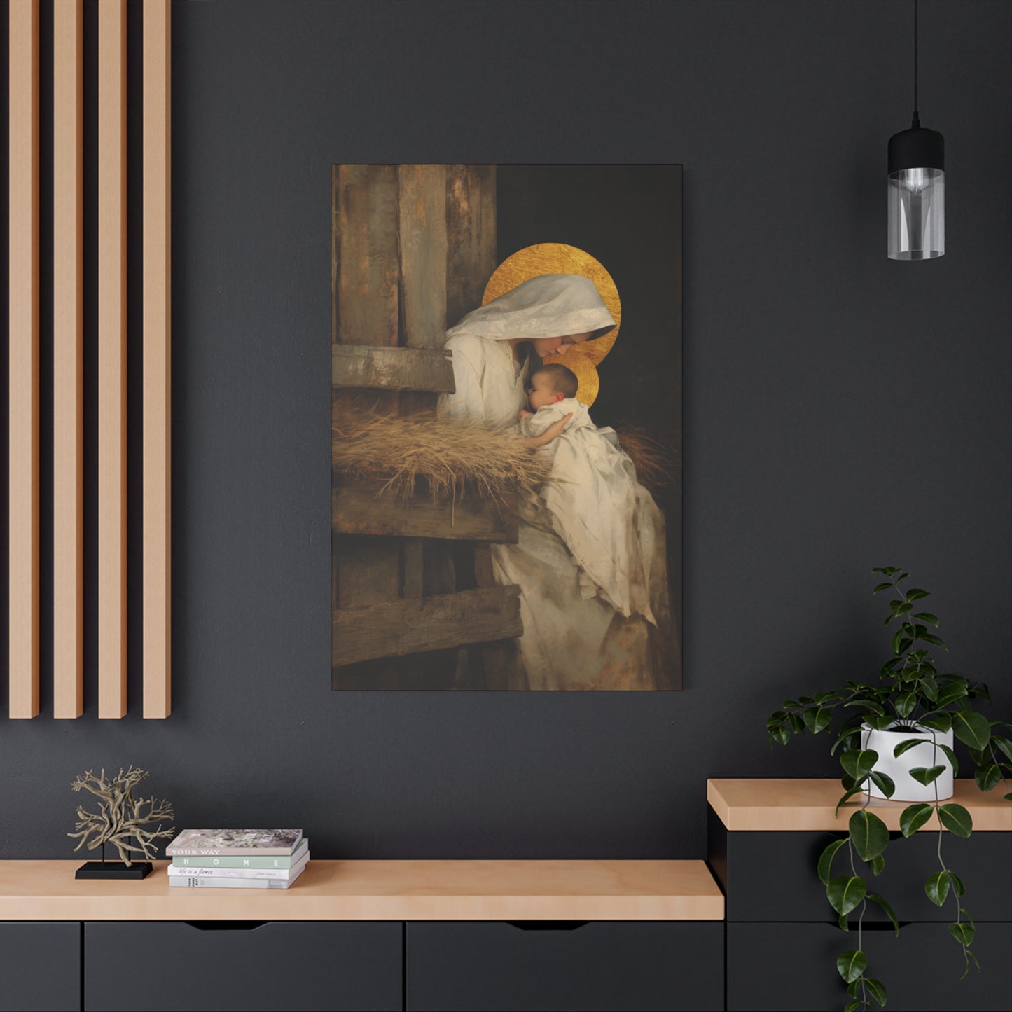 Our Lady of the Manger - Mother Mary and the Christ Child - Gallery Wrapped Canvas - Print - Religious Art for your Home - Catholic