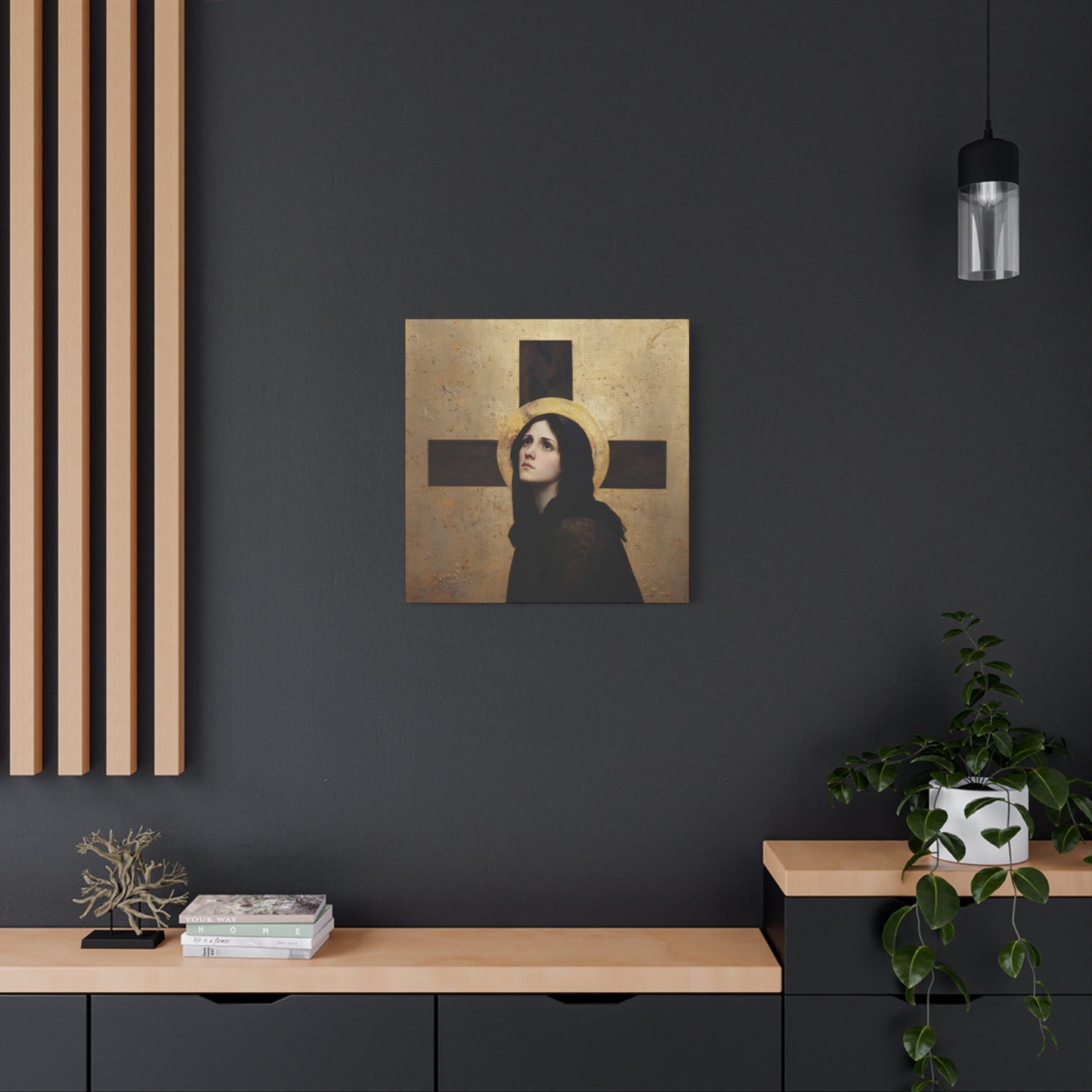 Our Lady of the Cross - Mother Mary  - Our Lady of the Crucifix - Marian Art - Gallery Wrapped Canvas - Print - Catholic Art Print