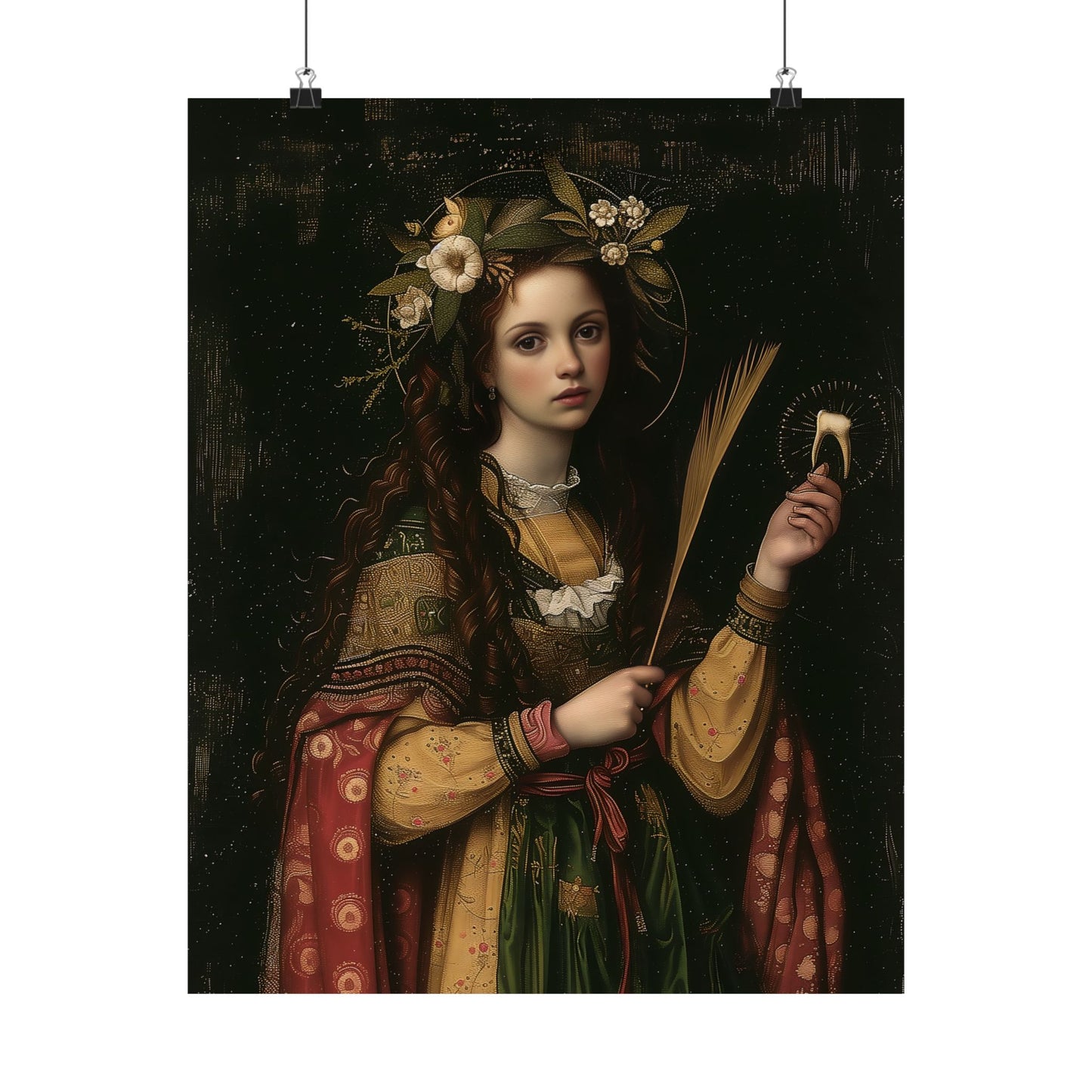 Saint Apollonia Poster Print - Sanctified Souls Print - Multiple Sizes - Premium Posters - Catholic Art for your home