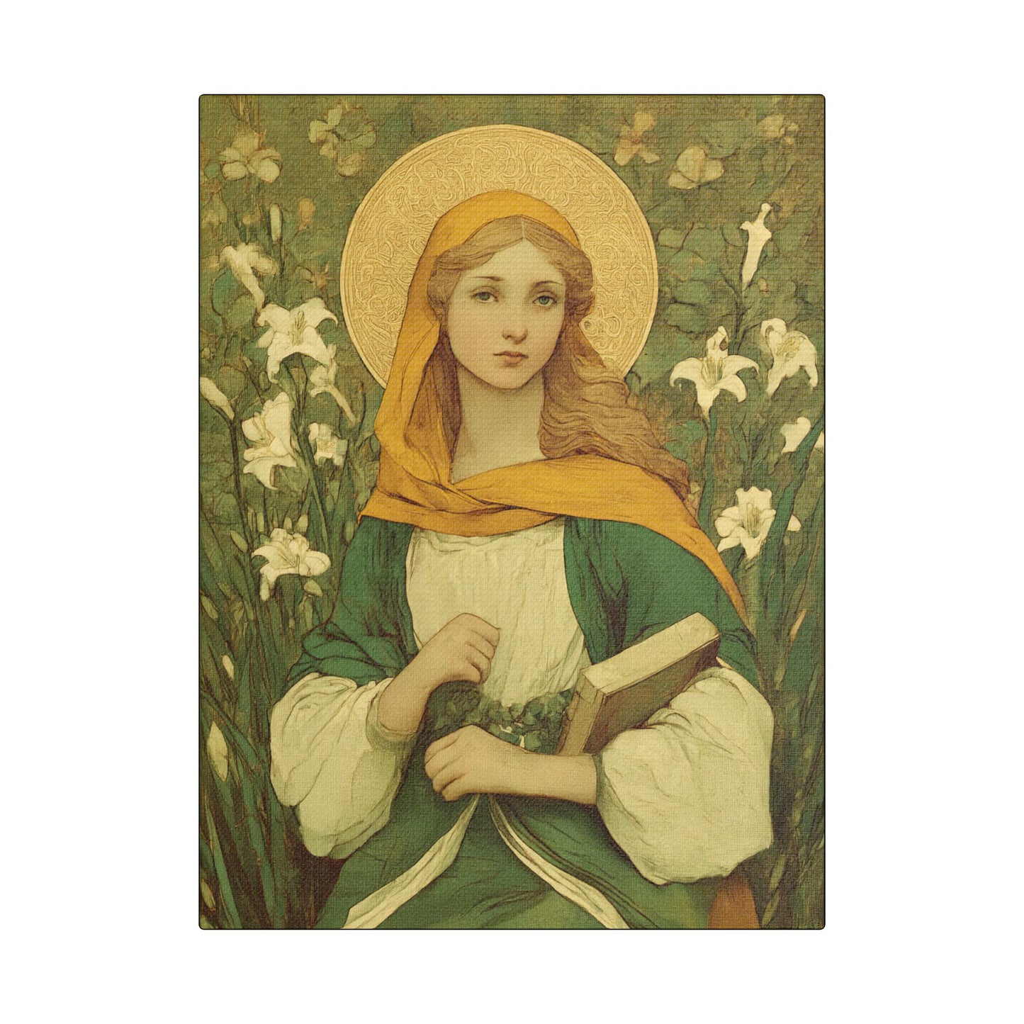 Saint Dymphna - Museum Wrapped Canvas - Sanctified Souls Print - Religious Art for your Home