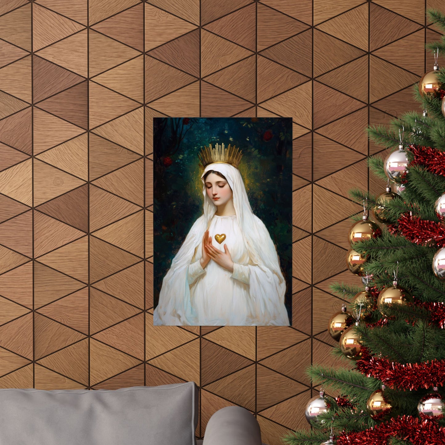 Our Lady of Beauraing - Our Lady of the Golden Heart - Marian Art - Sanctified Souls Print - Multiple Sizes - Premium Vertical Posters