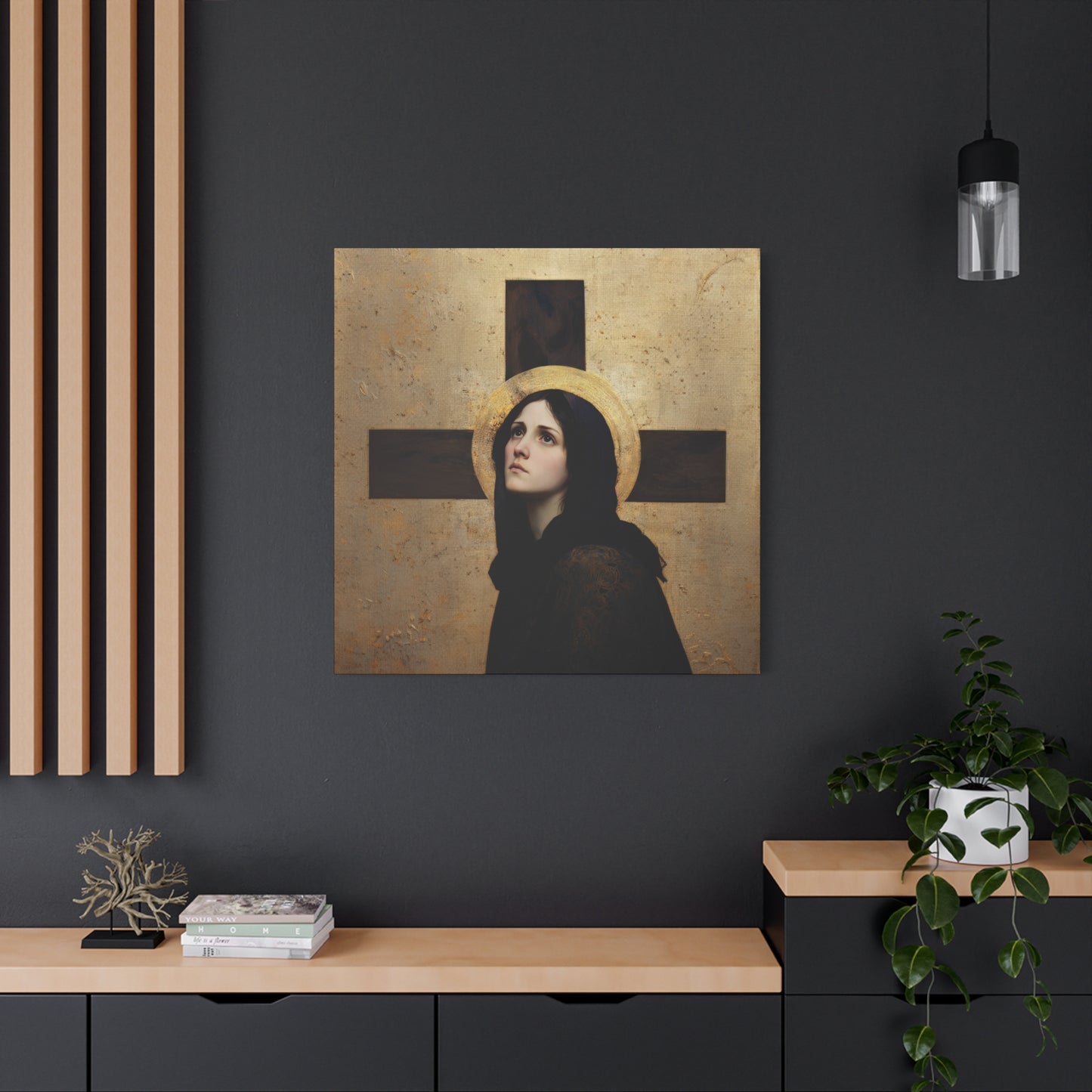 Our Lady of the Cross - Mother Mary  - Our Lady of the Crucifix - Marian Art - Gallery Wrapped Canvas - Print - Catholic Art Print