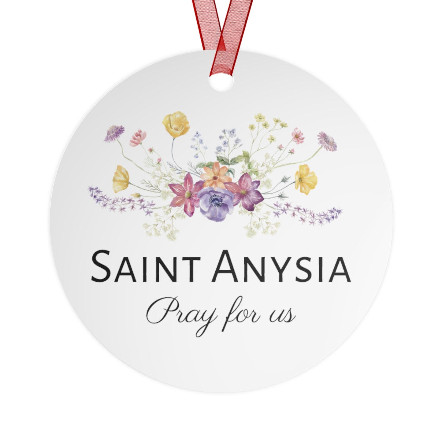 Saint Anysia of Salonika Metal Ornament - Religious Holiday Christmas Ornament and Keepsake - Double sided - Prayer Ornament