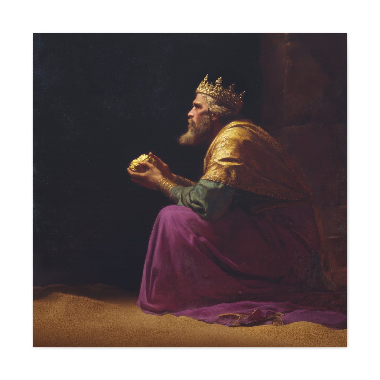 Melchior and the Gift Fit for a King - 3 Wise Men - Gallery Wrapped Canvas - Print - Religious Art for your Home - Catholic