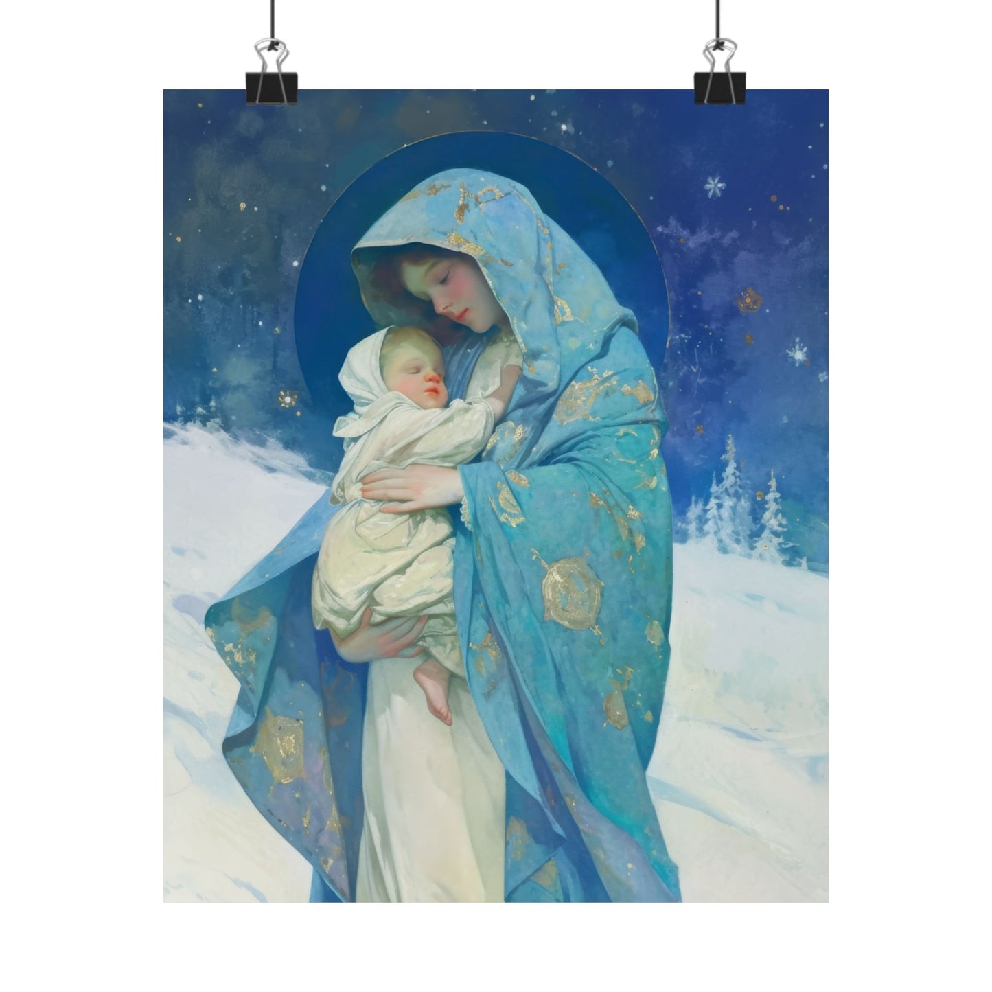 Snowfall of Grace: Our Lady's Blessing - Sanctified Souls Print - Multiple Sizes - Premium Poster - Catholic Art - Christian - Catholic Gift