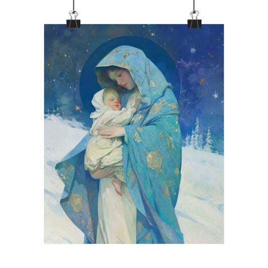 Snowfall of Grace: Our Lady's Blessing - Sanctified Souls Print - Multiple Sizes - Premium Poster - Catholic Art - Christian - Catholic Gift