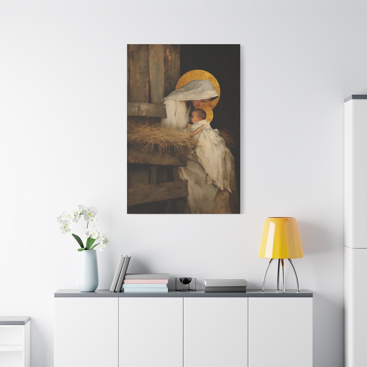 Our Lady of the Manger - Mother Mary and the Christ Child - Gallery Wrapped Canvas - Print - Religious Art for your Home - Catholic