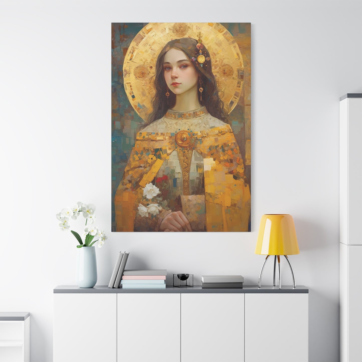 Saint Dymphna - Museum Wrapped Canvas - Sanctified Souls Print - Religious Art for your Home