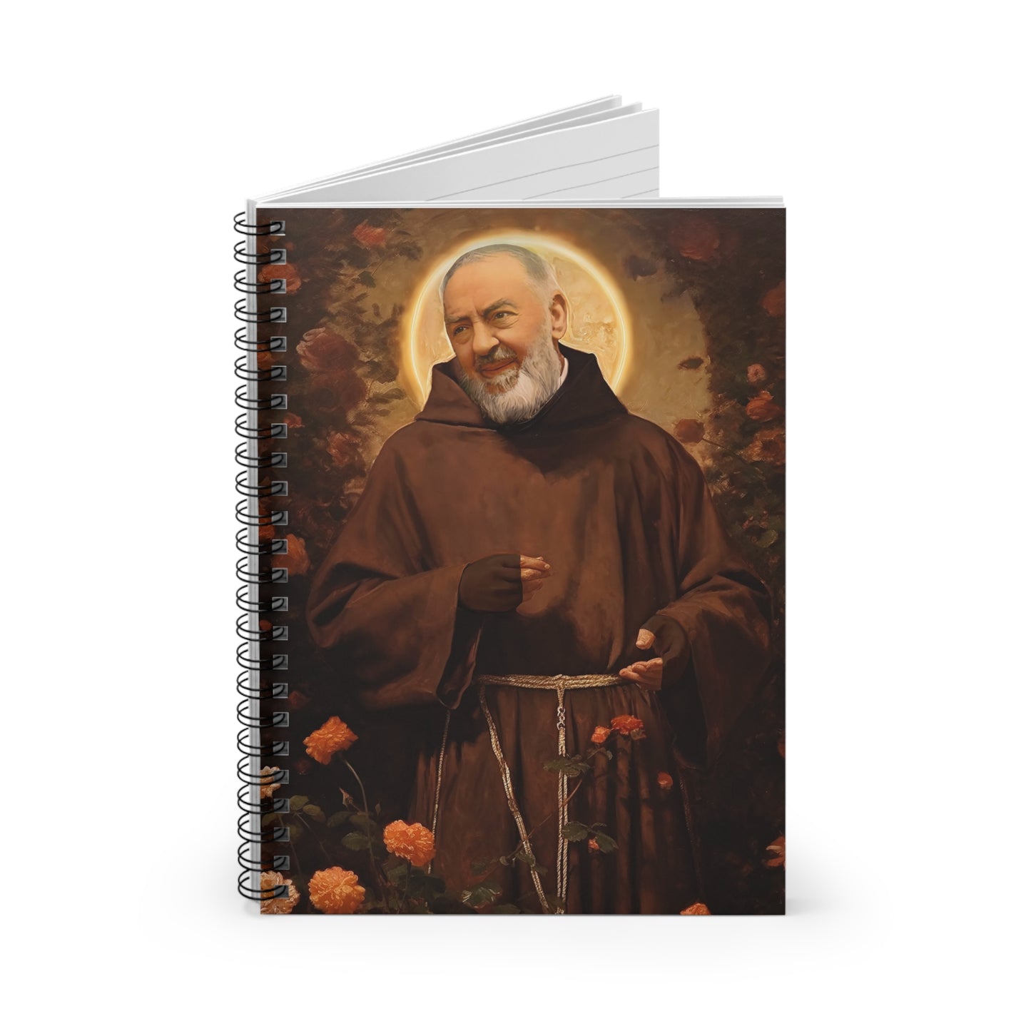 Saint Padre Pio Journal - Sanctified Souls Art - Religious Based Notebook - Spiral Notebook - Ruled Line