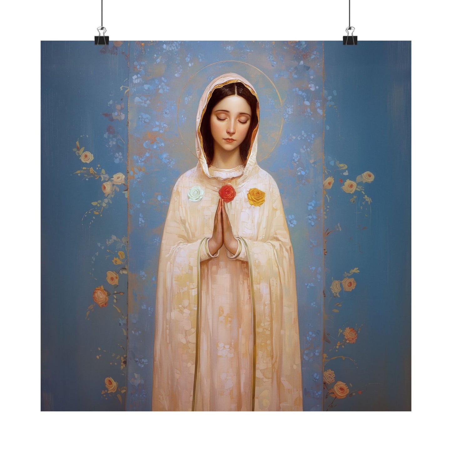 Rosa Mystica - Mystical Rose - Mother Mary - Marian Art - Sanctified Souls Print - Multiple Sizes - Premium Vertical Posters