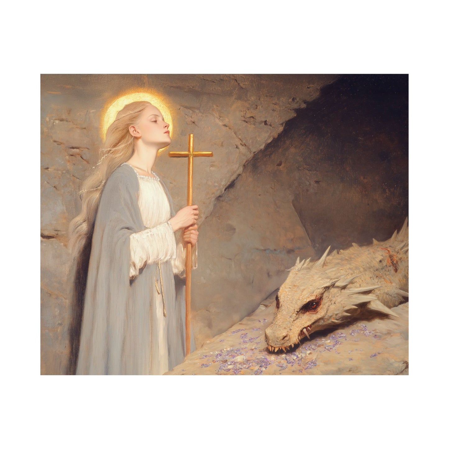 Saint Margaret of Antioch - Sanctified Souls Print - Multiple Sizes - Premium Posters - Catholic Art - Christian Home Decor Artwork