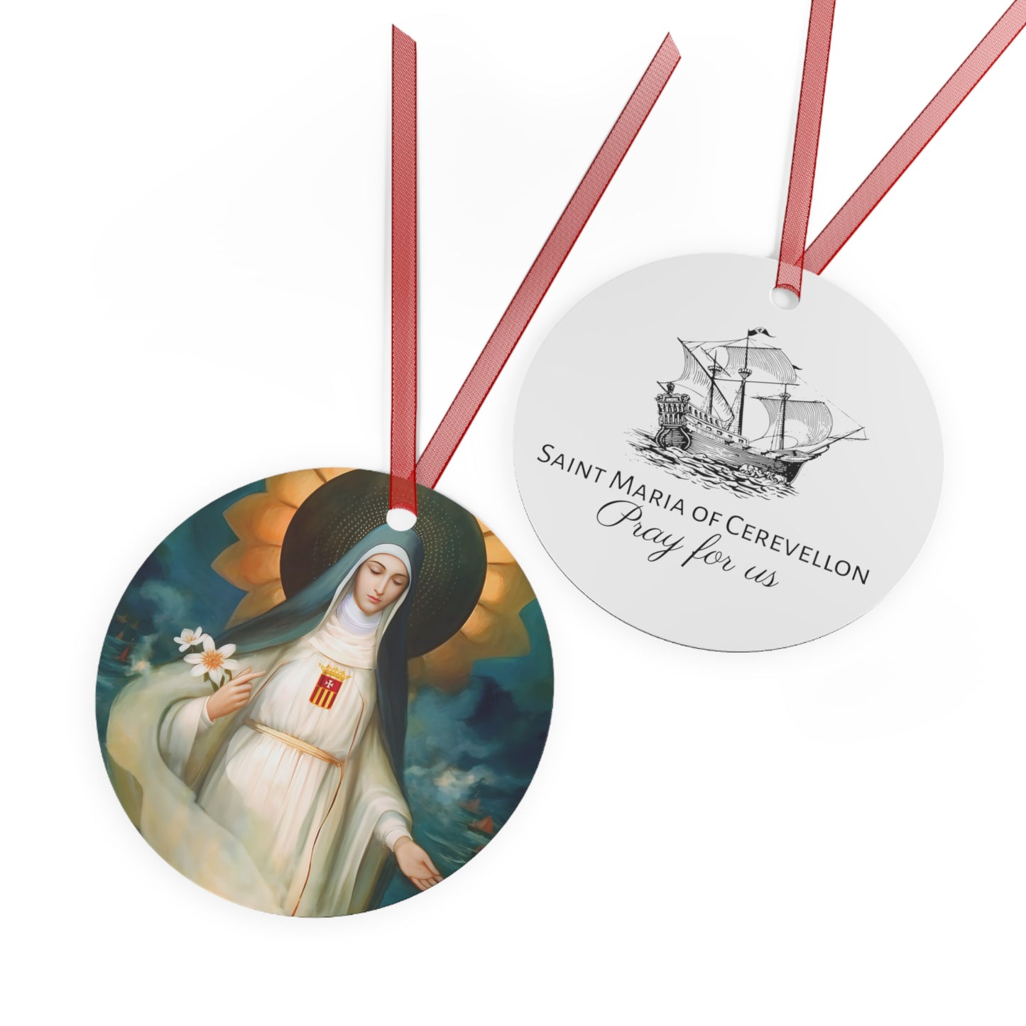 Mary of Cervellon / Saint Maria of Cerevellon - Religious Holiday Christmas Ornament and Keepsake - Double sided Keepsake Religious Ornament
