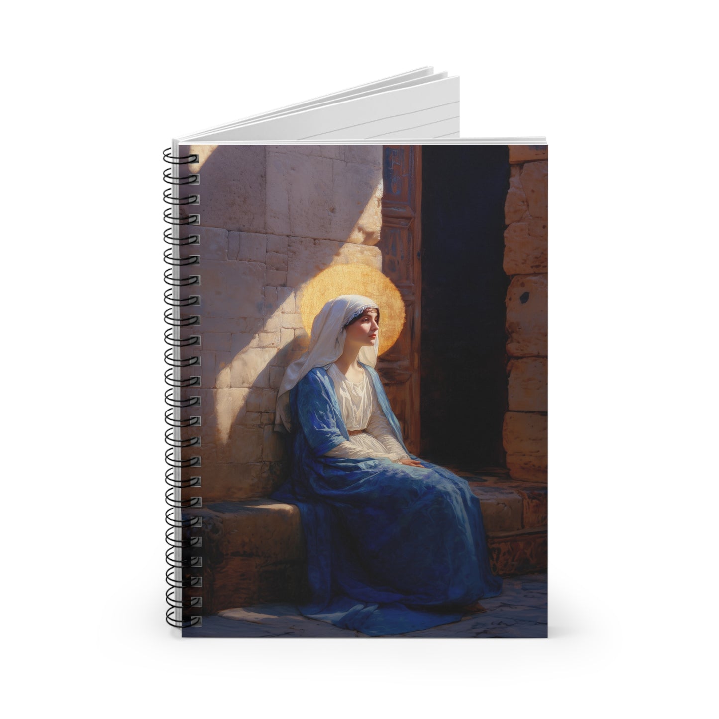 The Quiet Fiat That Split the Darkness, Mary's Yes - Sanctified Souls Art - Religious Based Notebook - Spiral Notebook
