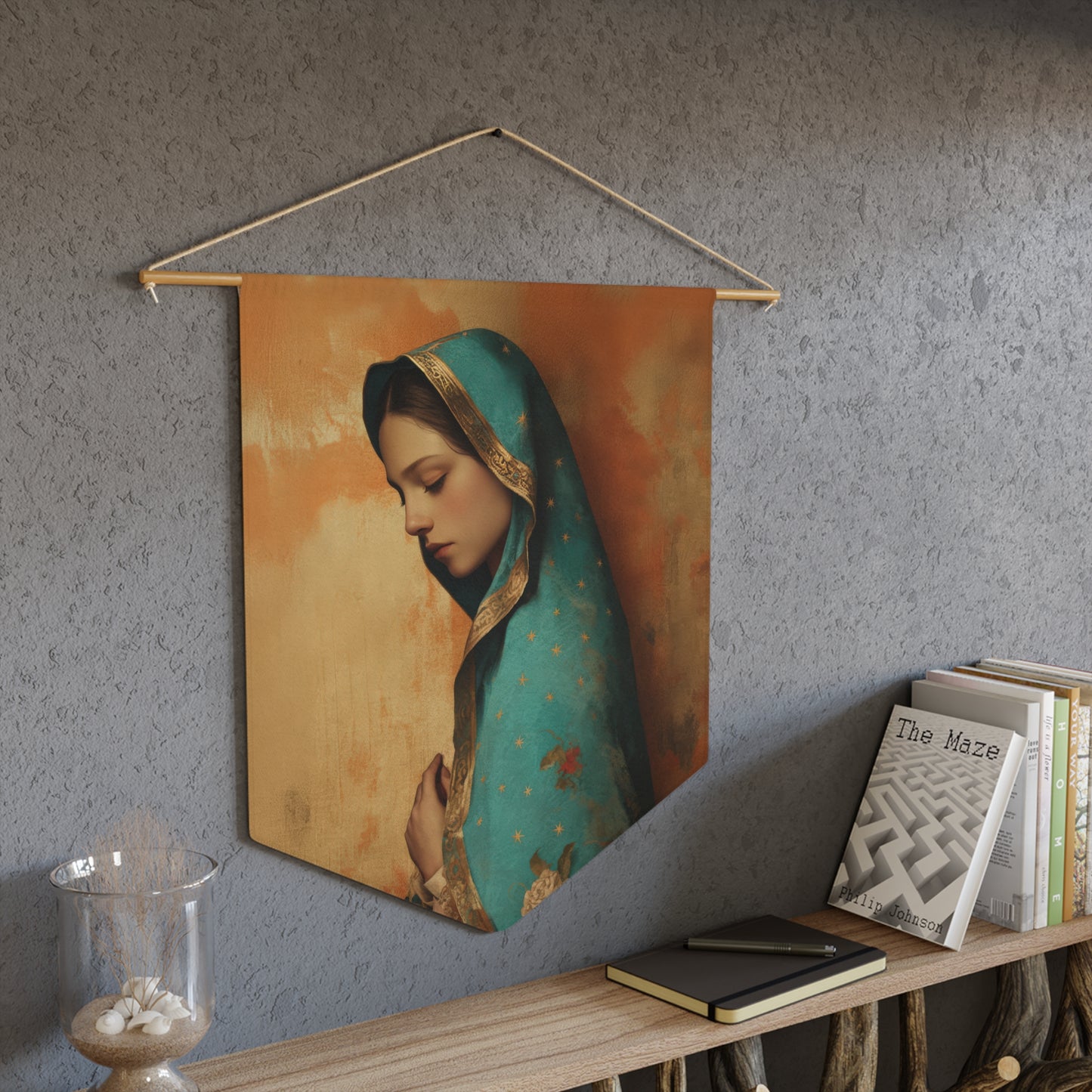 Our Lady of Guadalupe - Wall Banner / Wall Hanging - Christian Art - Prayer room - 18" x 21"