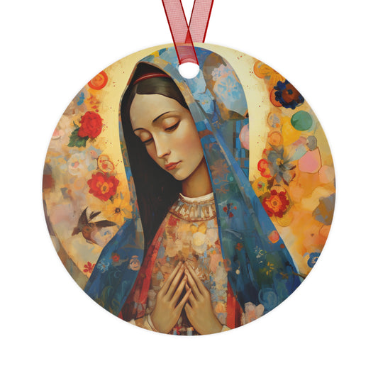 Mary's Silent Blessing Metal Ornament - Religious Holiday Christmas Ornament and Keepsake - Double sided