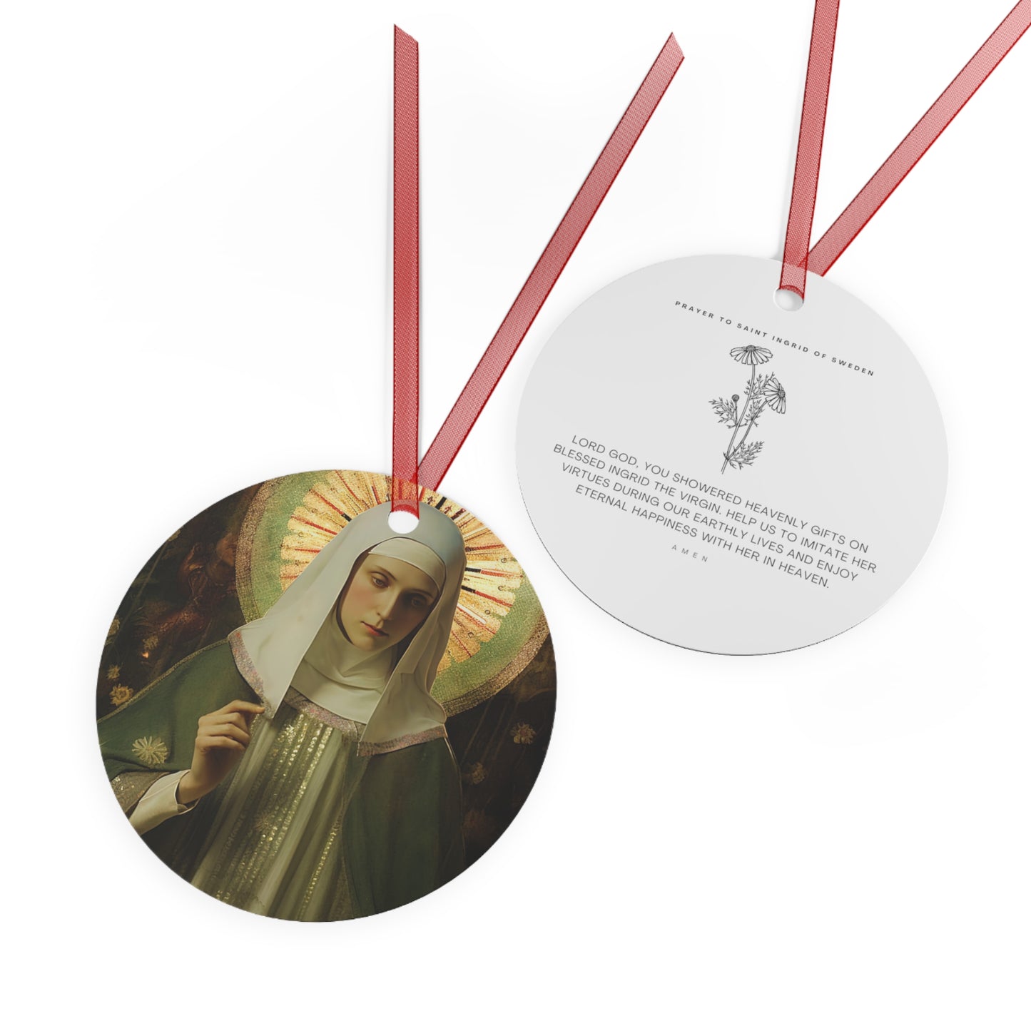 Saint Ingrid of Sweden Metal Ornament - Religious Holiday Christmas Ornament and Keepsake - Double sided