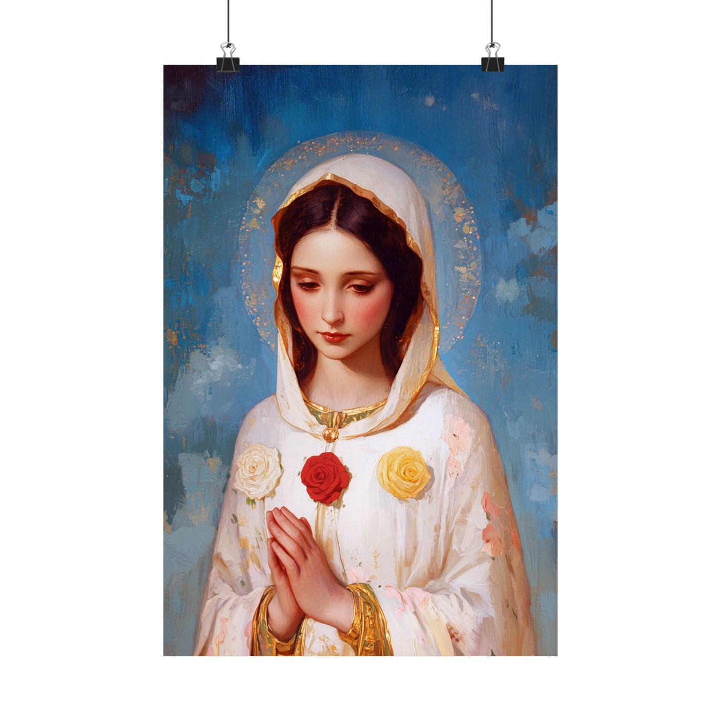 Rosa Mystica - Mystical Rose - Mother Mary - Marian Art - Sanctified Souls Print - Multiple Sizes - Premium Vertical Posters
