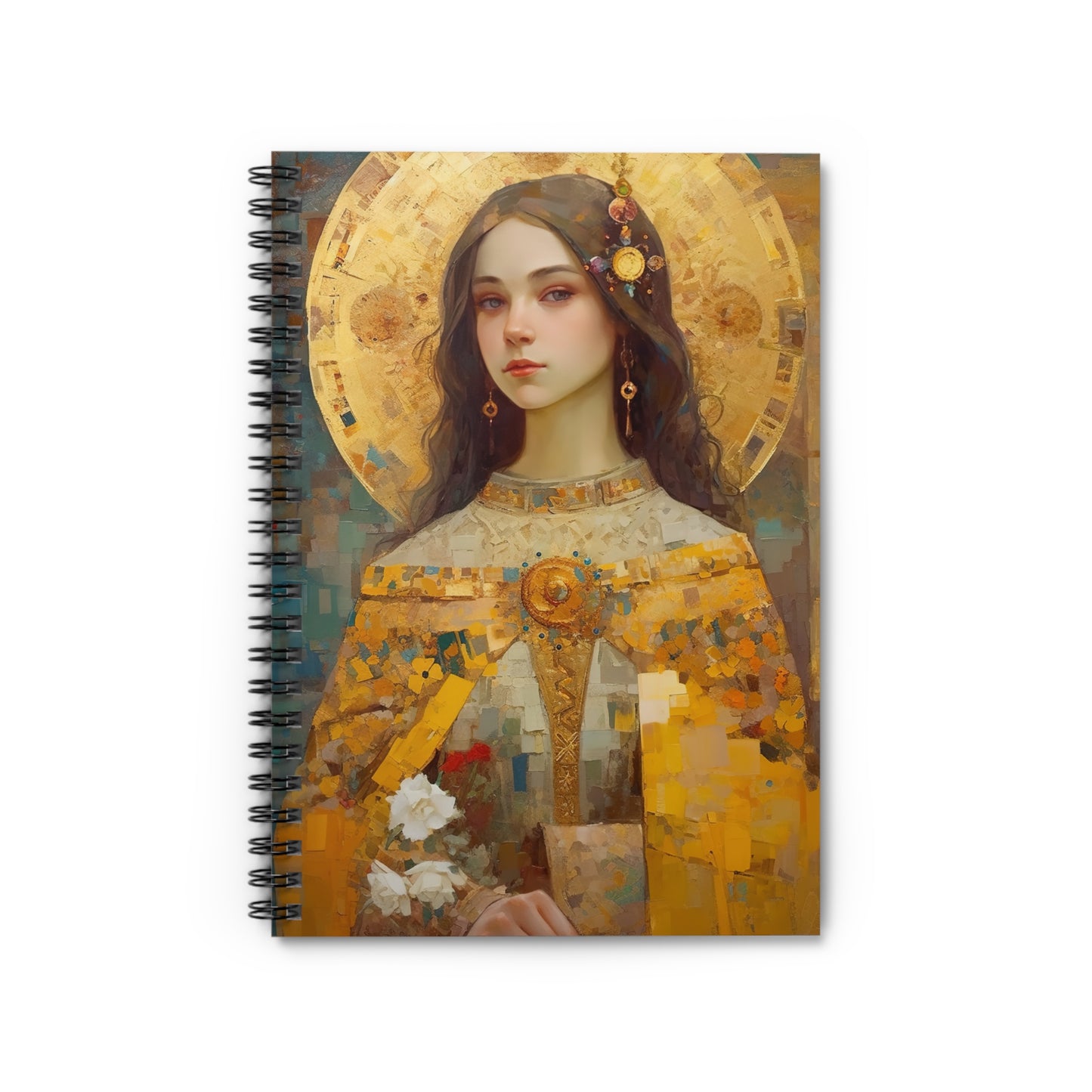 Saint Dymphna Journal - Sanctified Souls Art - Religious Based Notebook - Spiral Notebook - Ruled Line