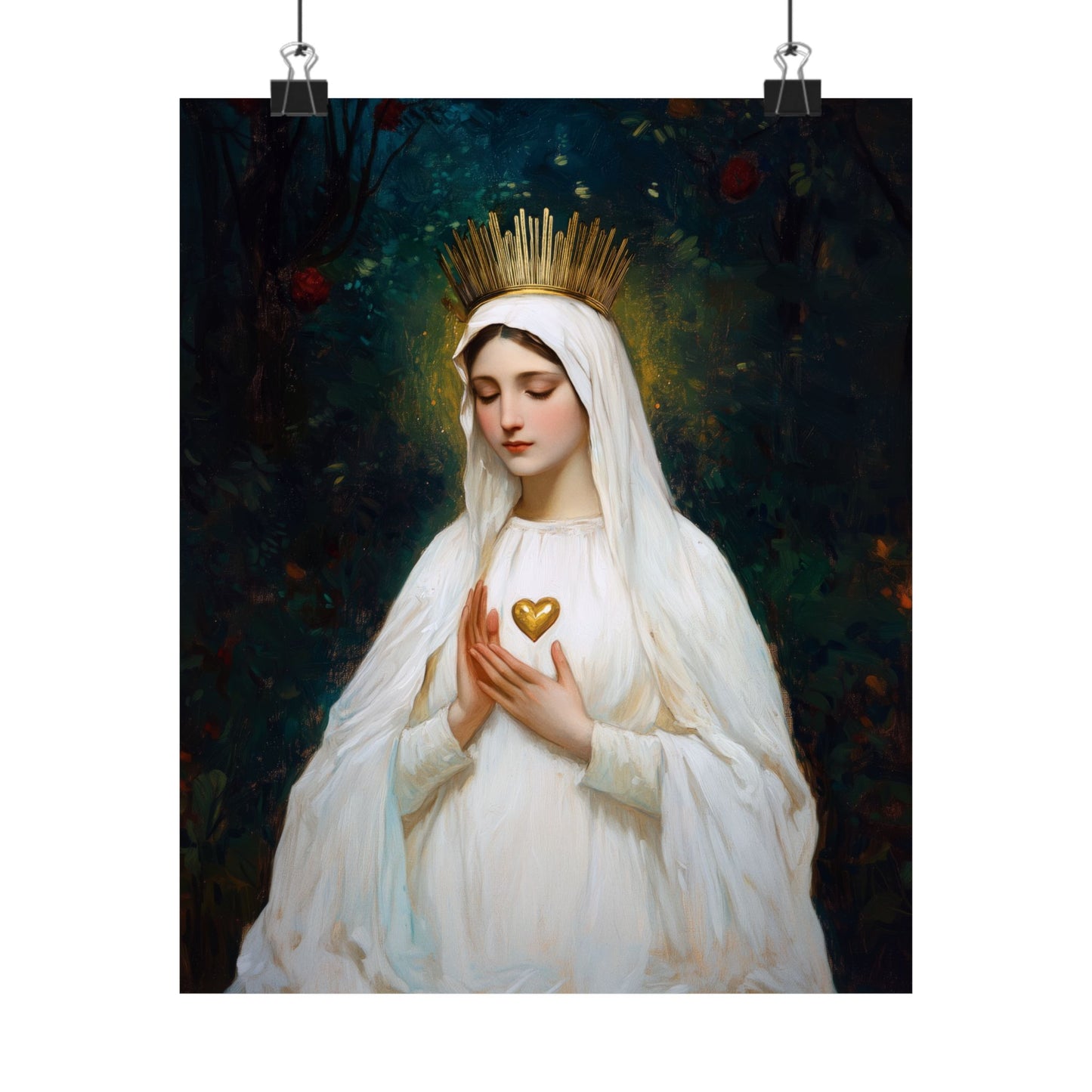 Our Lady of Beauraing - Our Lady of the Golden Heart - Marian Art - Sanctified Souls Print - Multiple Sizes - Premium Vertical Posters
