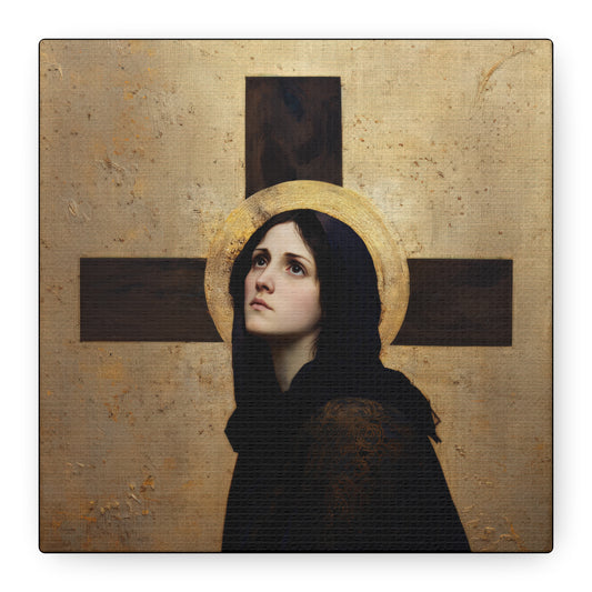 Our Lady of the Cross - Mother Mary  - Our Lady of the Crucifix - Marian Art - Gallery Wrapped Canvas - Print - Catholic Art Print