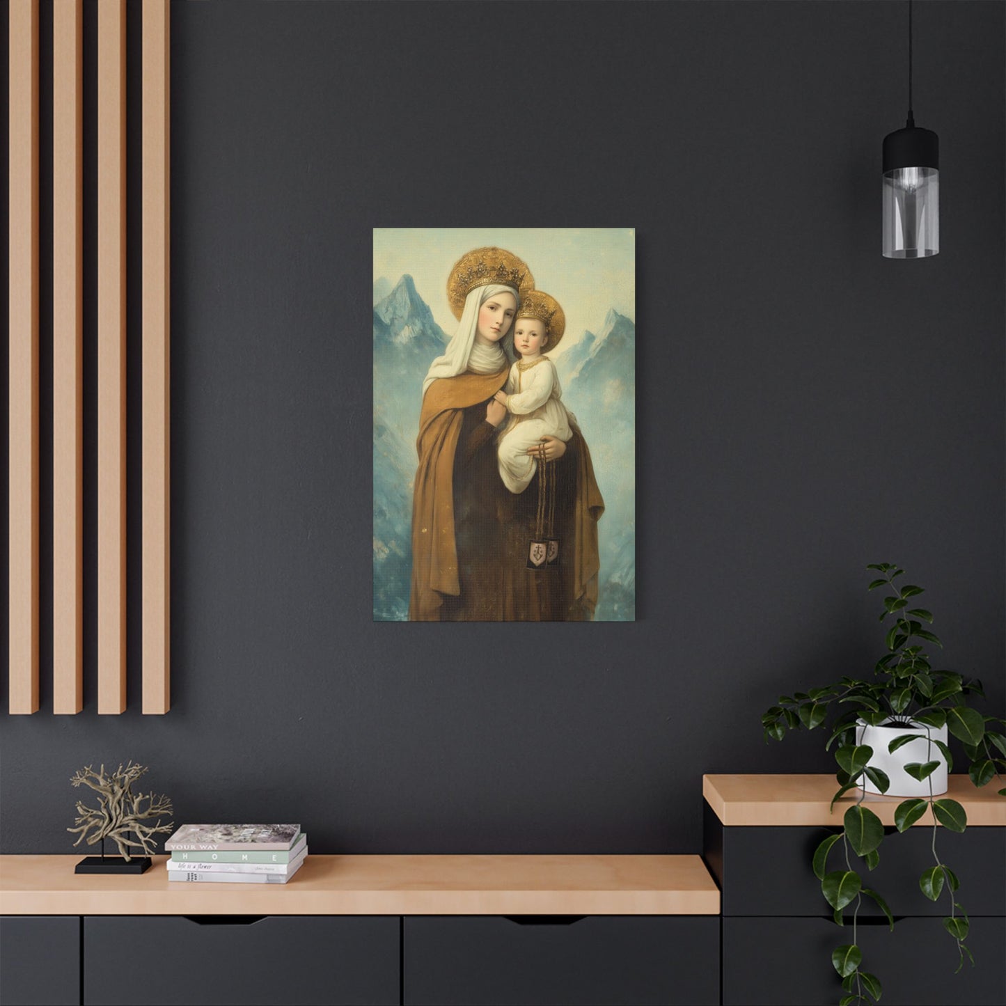 The Gift of the Scapular - Our Lady of Mount Carmel Wrapped Canvas Print - Multiple Sizes - Catholic Home art Matte Canvas, Stretched
