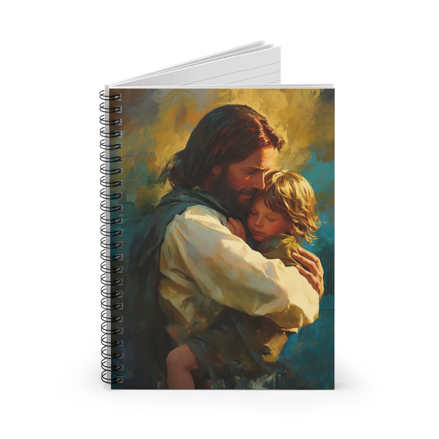 Christ's Compassionate Embrace - Christ and Child - Sanctified Souls Art - Religious - Spiral Notebook - Ruled Line - Catholic Religious art