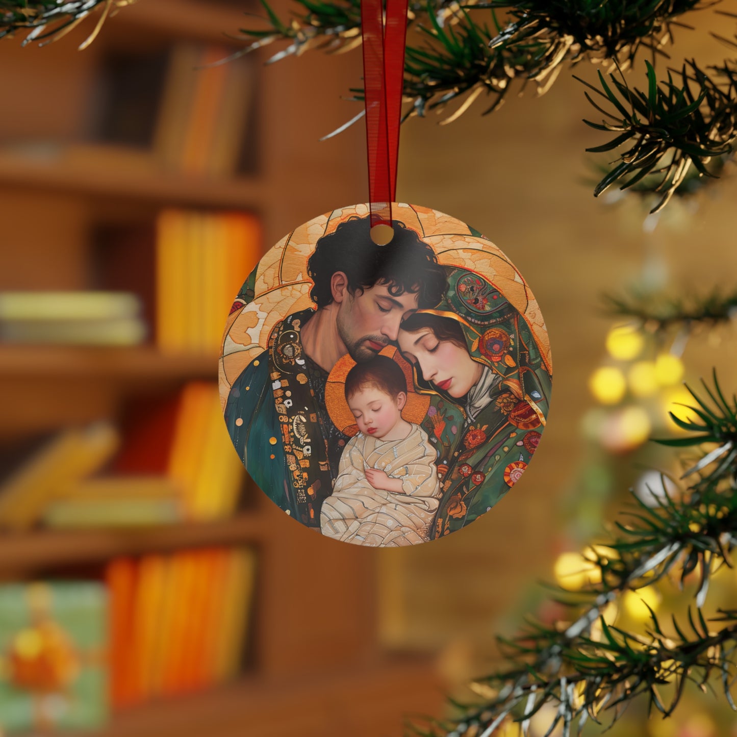 Guiding Light - The Holy Family Metal Ornament - Religious Holiday Christmas Ornament and Keepsake - Prayer Ornament - Jesus, Mary, Joseph