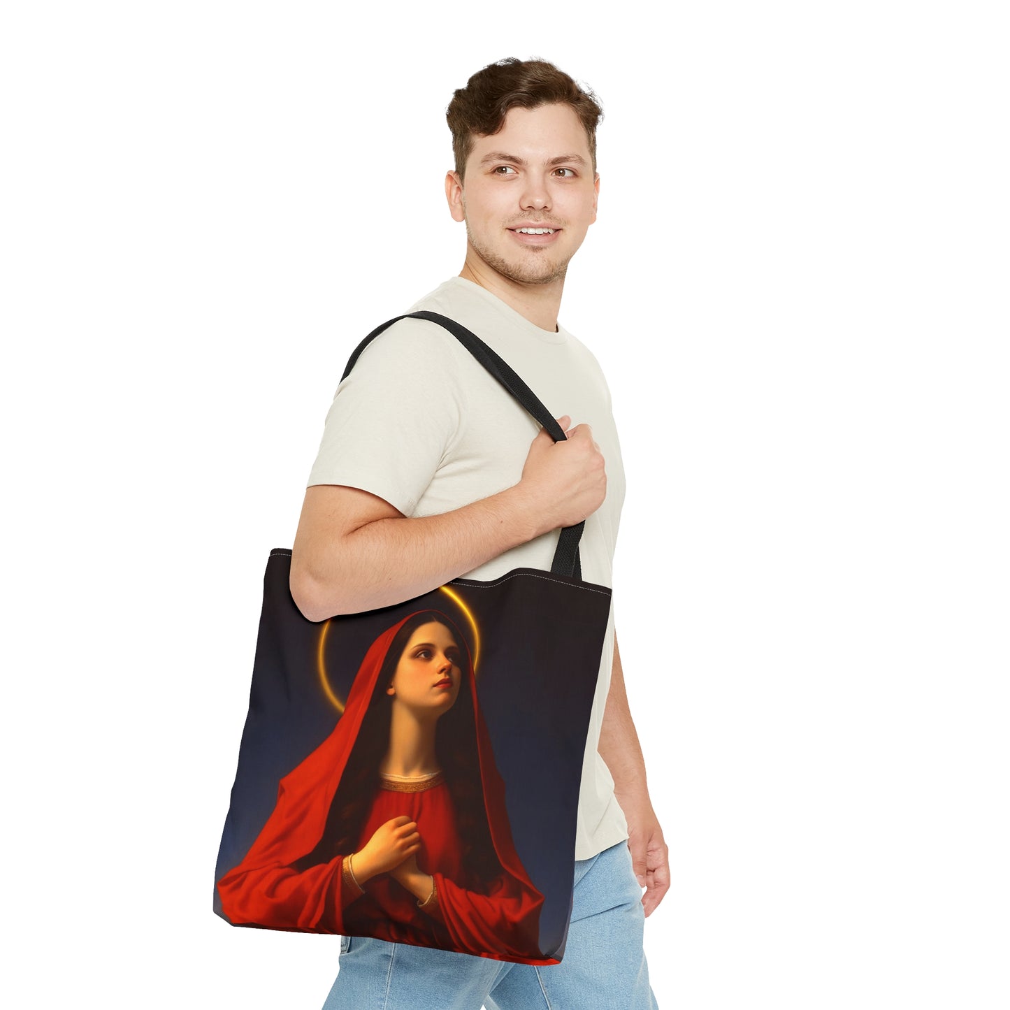 Mary the Blessed Virgin Tote Bag - Catholic faith inspired carry-all purse - day to day bag - Mary the Blessed Virgin - Double Sided