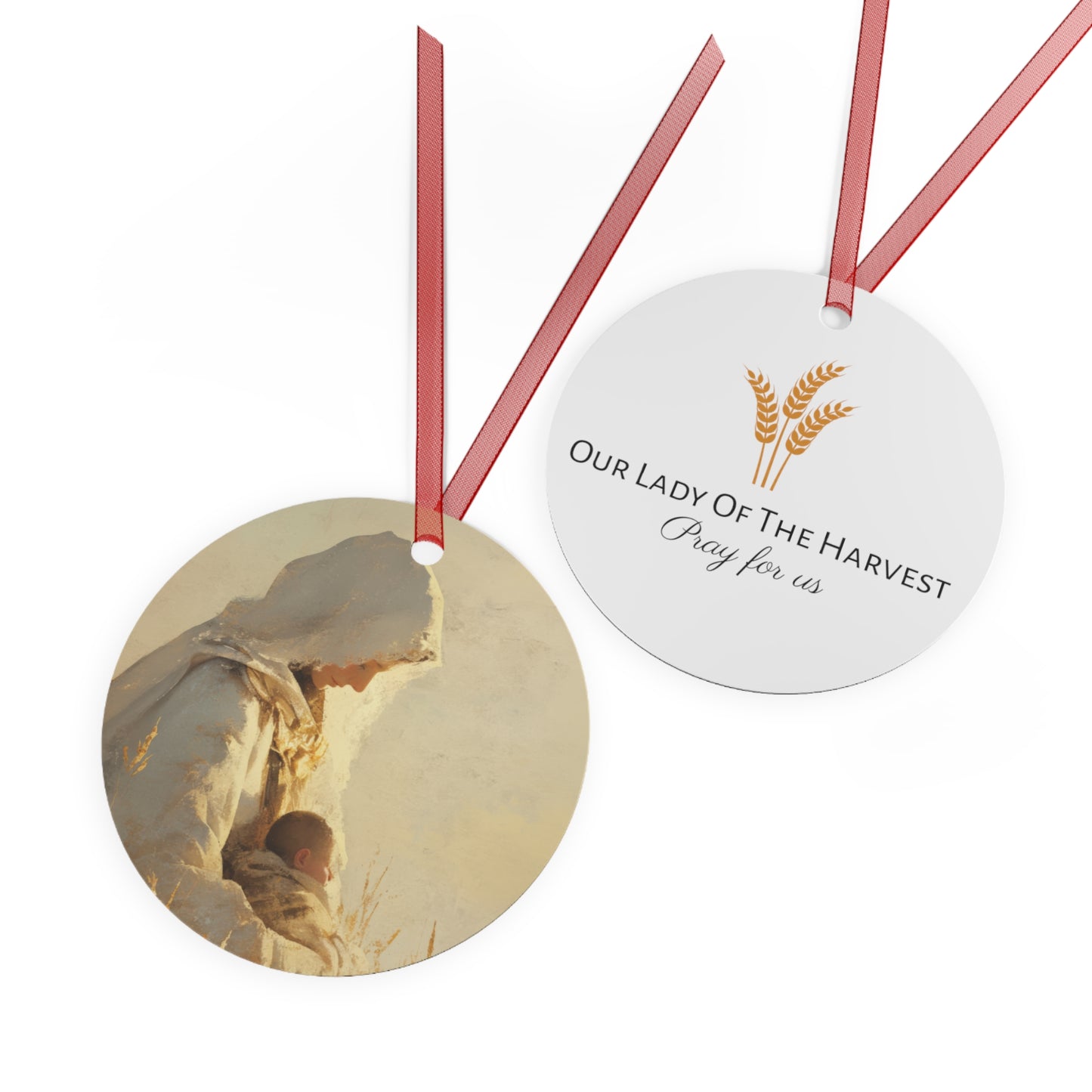 Our Lady of the Harvest / Prairie - Mother Mary - Metal Ornament - Religious Holiday Christmas Ornament and Keepsake - Prayer