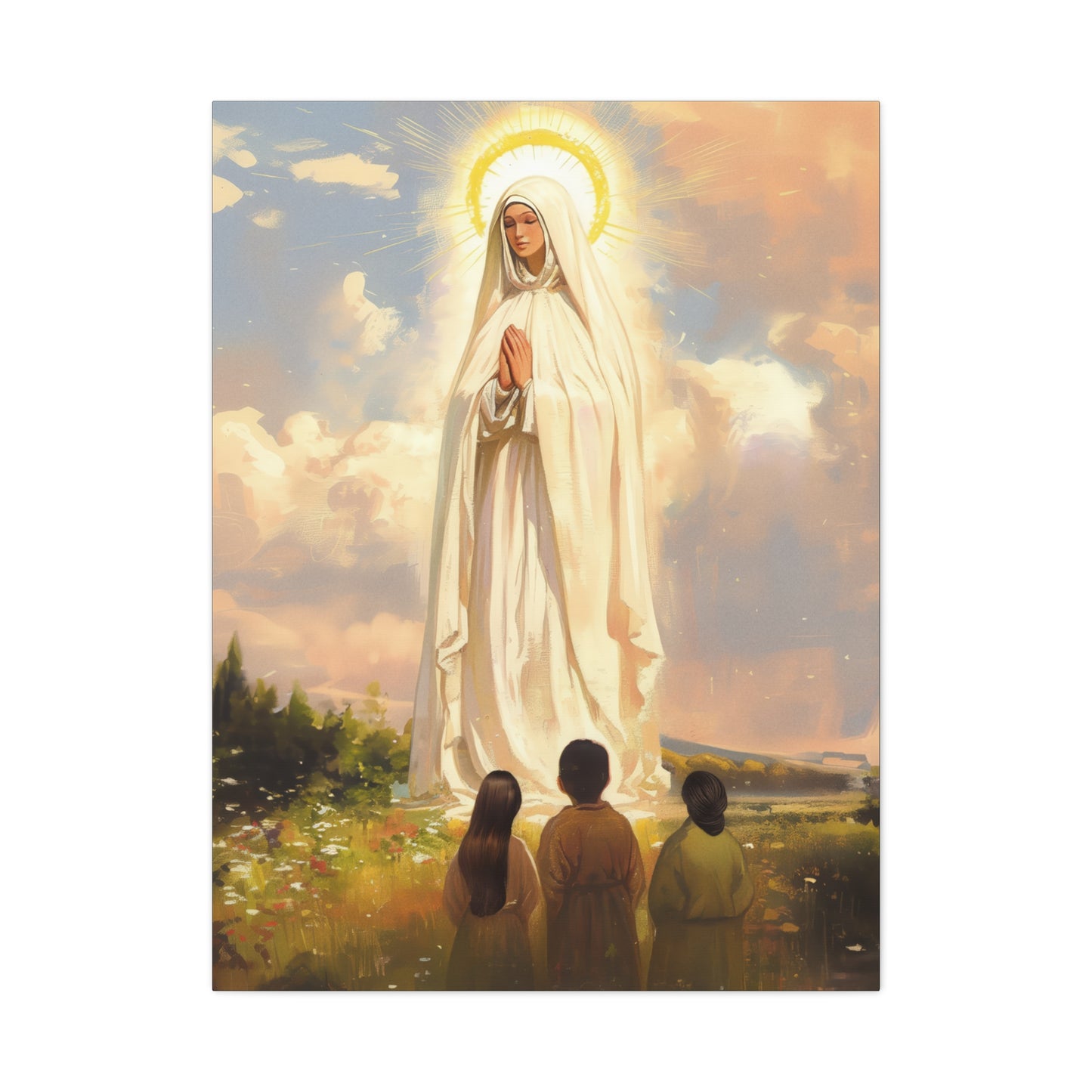 Our Lady of Fátima - Gallery Wrapped Canvas - Print - Religious Art for your Home - Catholic art print - prayer room art