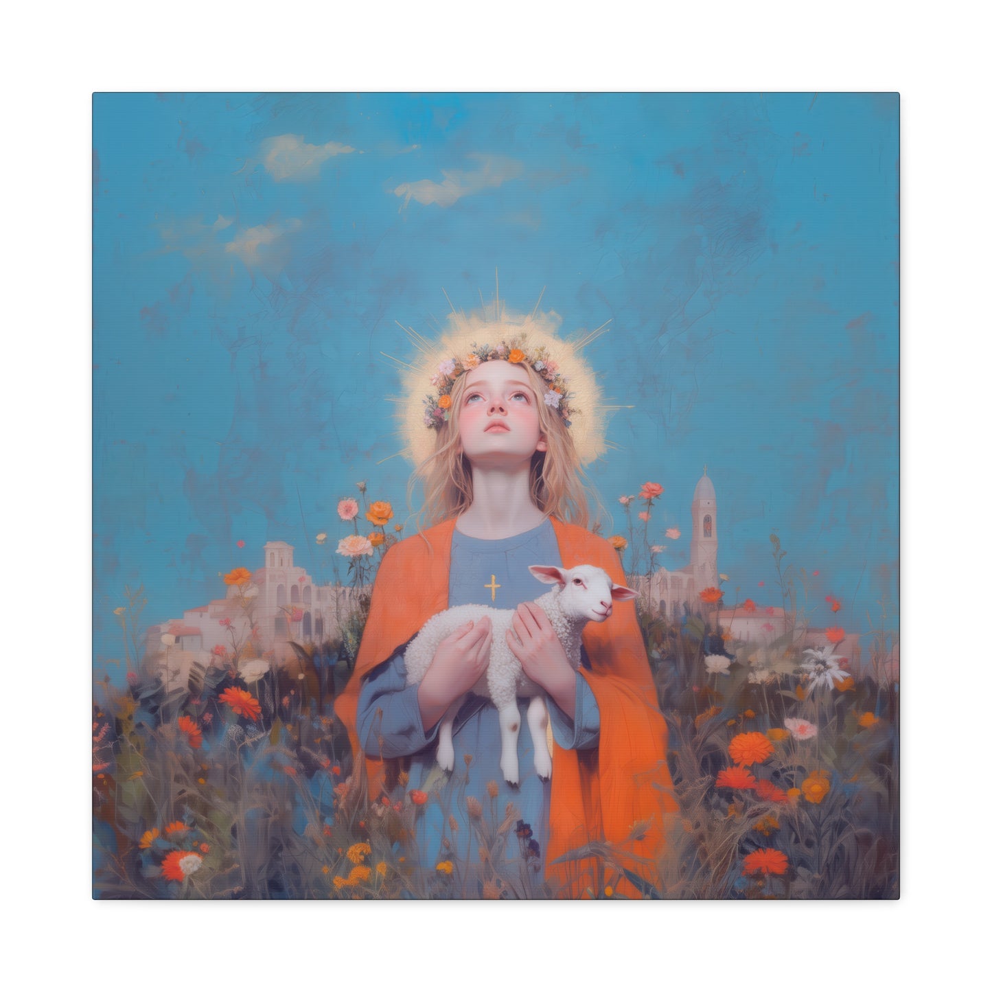 Saint Agnes of Rome -  Museum Wrapped Canvas - Sanctified Souls Print - Religious Art for your Home - Catholic Patron Saint Art