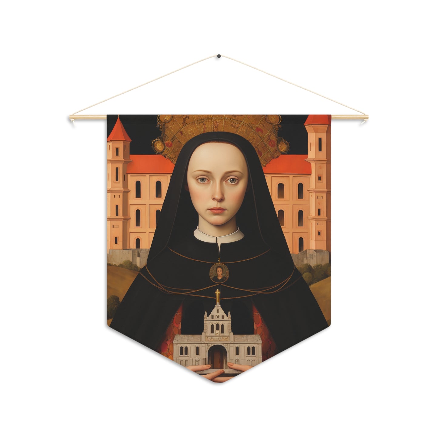 Saint Hedwig Wall Banner / Wall Hanging / Pennant - Prayer room art - Catholic Home - Saint Art for your home - 18" x 21"