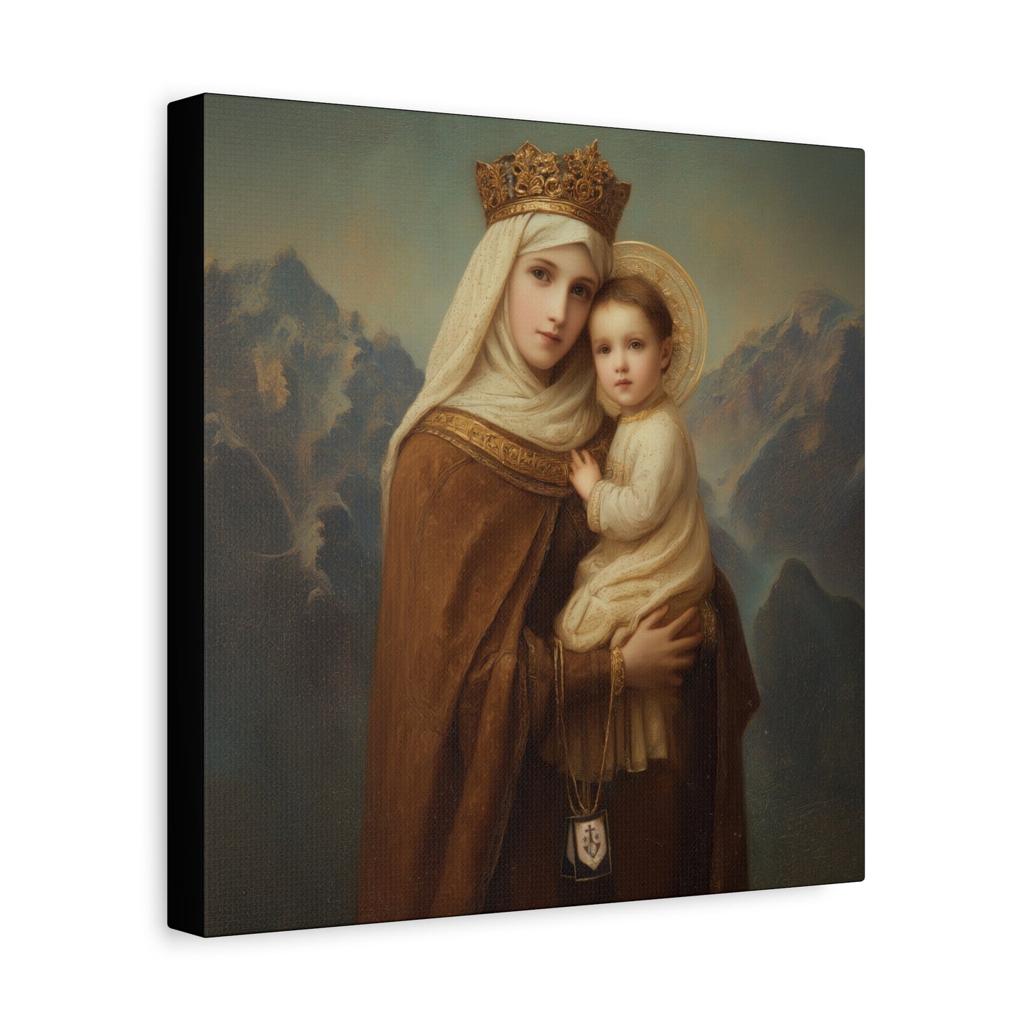 A Cord Between Heaven and Earth - Our Lady of Mount Carmel Wrapped Canvas Print - Multiple Sizes - Catholic Home art Matte Canvas, Stretched