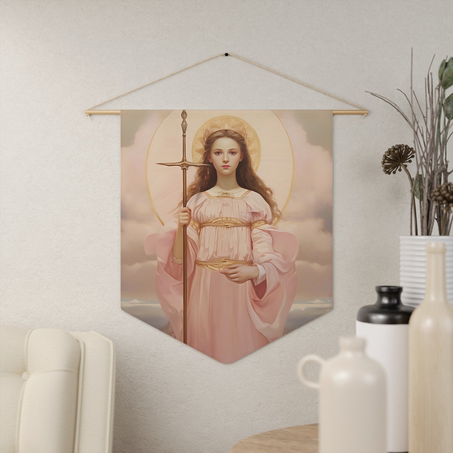 Saint Philomena Wall Banner / Wall Hanging - Catholic Home Art - Religious Large Art Print - 18" x 21"