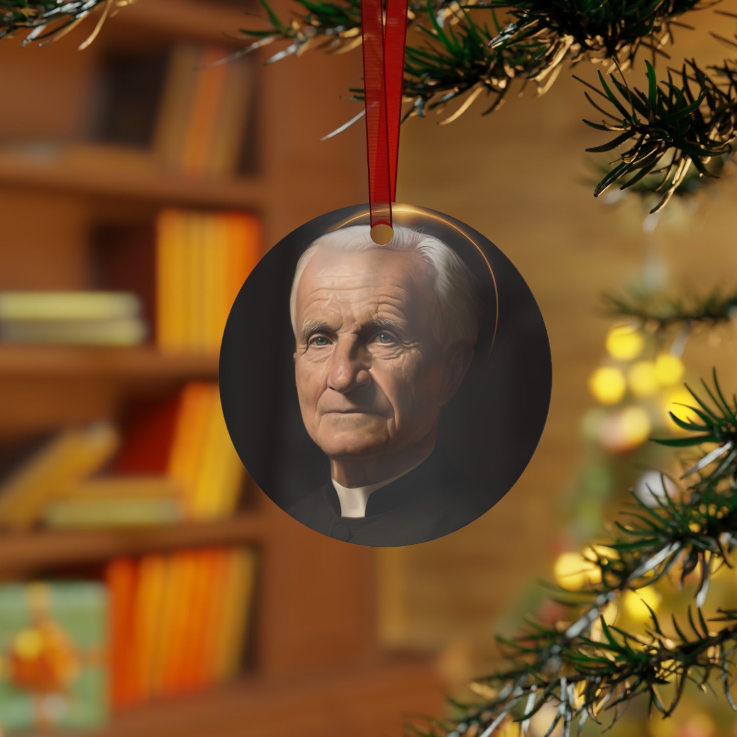 Saint André Bessette Metal Ornament - Religious Holiday Christmas Ornament and Keepsake - Double sided - Prayer Ornament