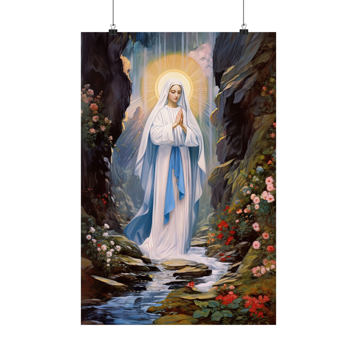 Our Lady of Lourdes - Sanctified Souls Print - Multiple Sizes - Premium Matte Vertical Posters