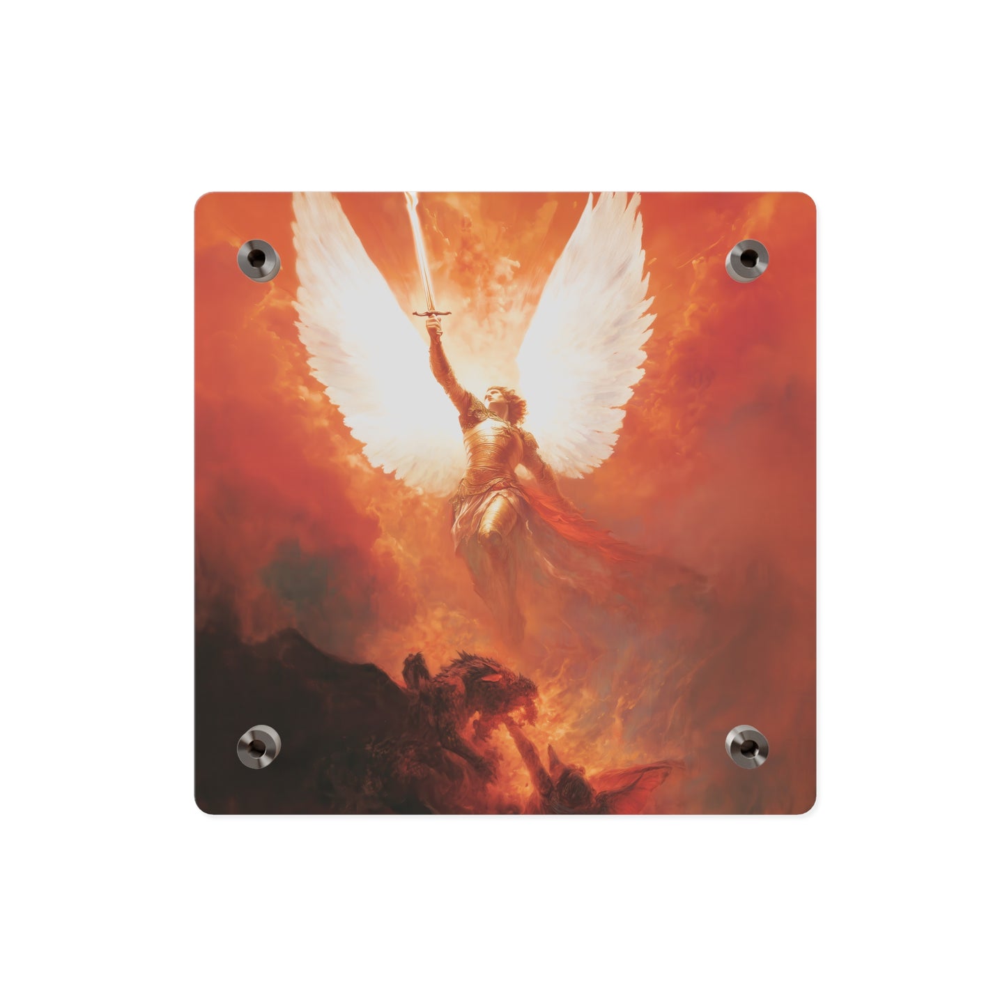 Saint Michael the Archangel  Wall Art Panel - Ready to Hang Acrylic Print - Catholic Saint Art - Patron Saint Print - No Frame needed