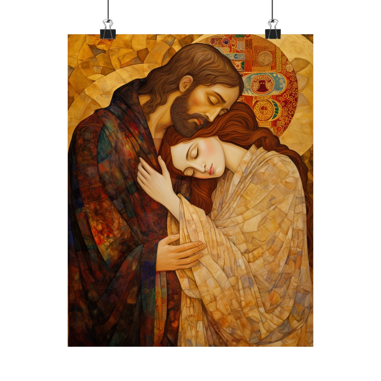 Healing Love- The Embrace of Christ and Mary Magdalene Print - Poster - Catholic Fine Art print - Sanctified Souls Print - Premium Matte