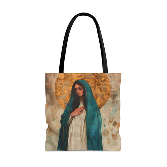 Serene Devotion - Mary's Compassionate Heart Tote Bag - Large Medium Small Faith Art Bag - Catholic Faith Purse - Religious Carry All