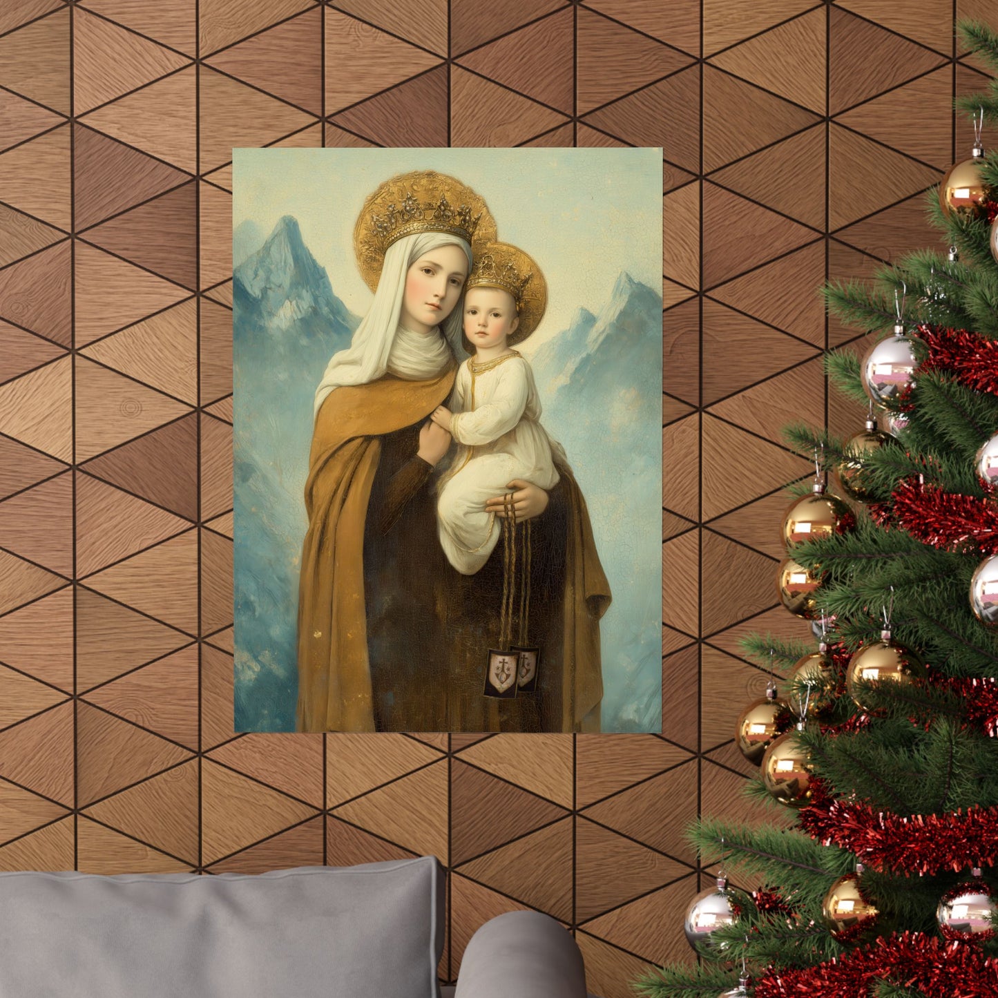 The Gift of the Scapular - Our Lady of Mount Carmel - Sanctified Souls Print - Multiple Sizes - Premium Matte Vertical Posters - Catholic