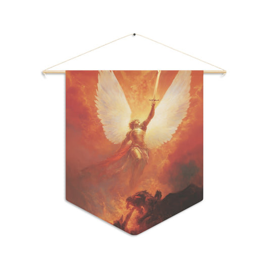 Saint Michael the Archangel  Pennant / Banner / Wall Hanging - Prayer room art - 18" x 21" - Catholic - Large Banner