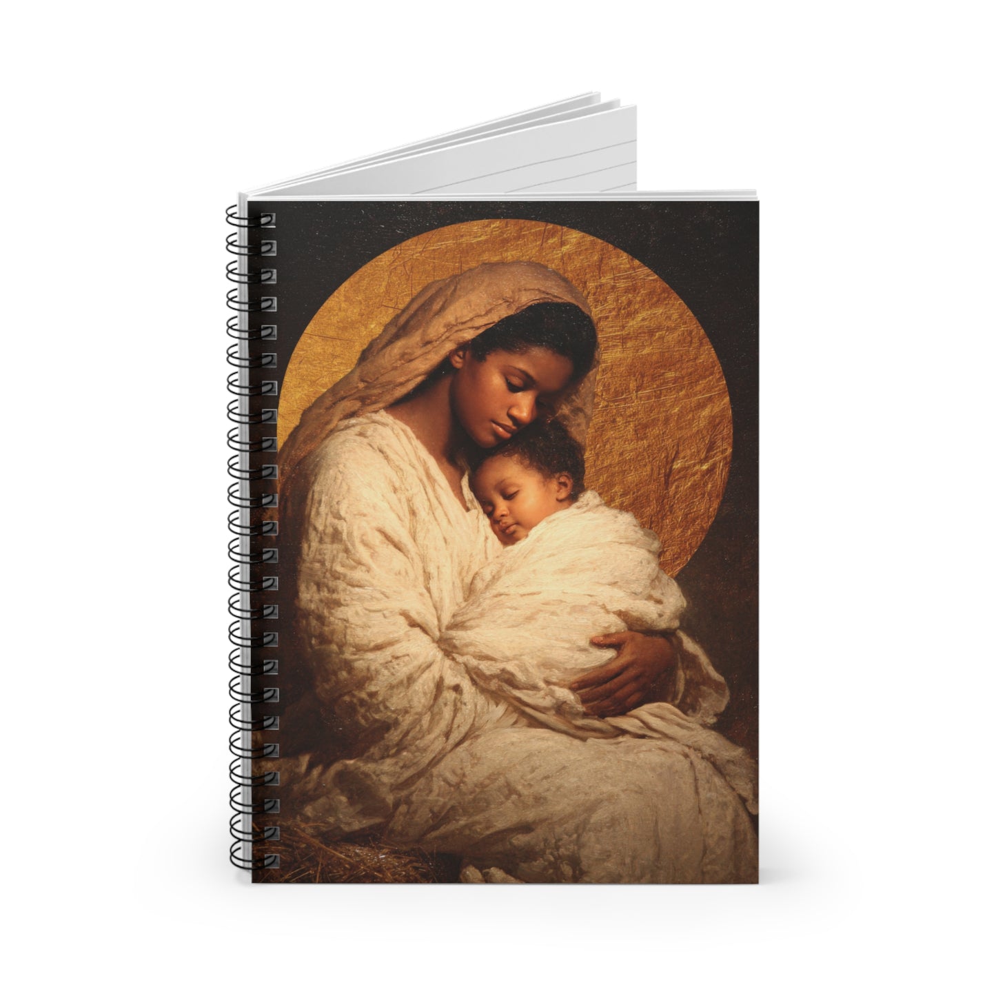 Our Lady of the Manger - Mother Mary and the Christ Child  - Sanctified Souls Art - Religious Based Notebook - Spiral Notebook