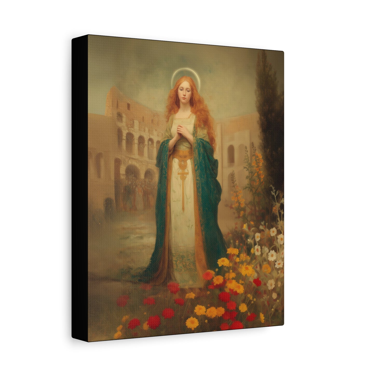 Saint Justina - Multiple Sizes - Catholic Home art - Museum Wrapped Canvas - Sanctified Souls Print - Catholic Martyr Art