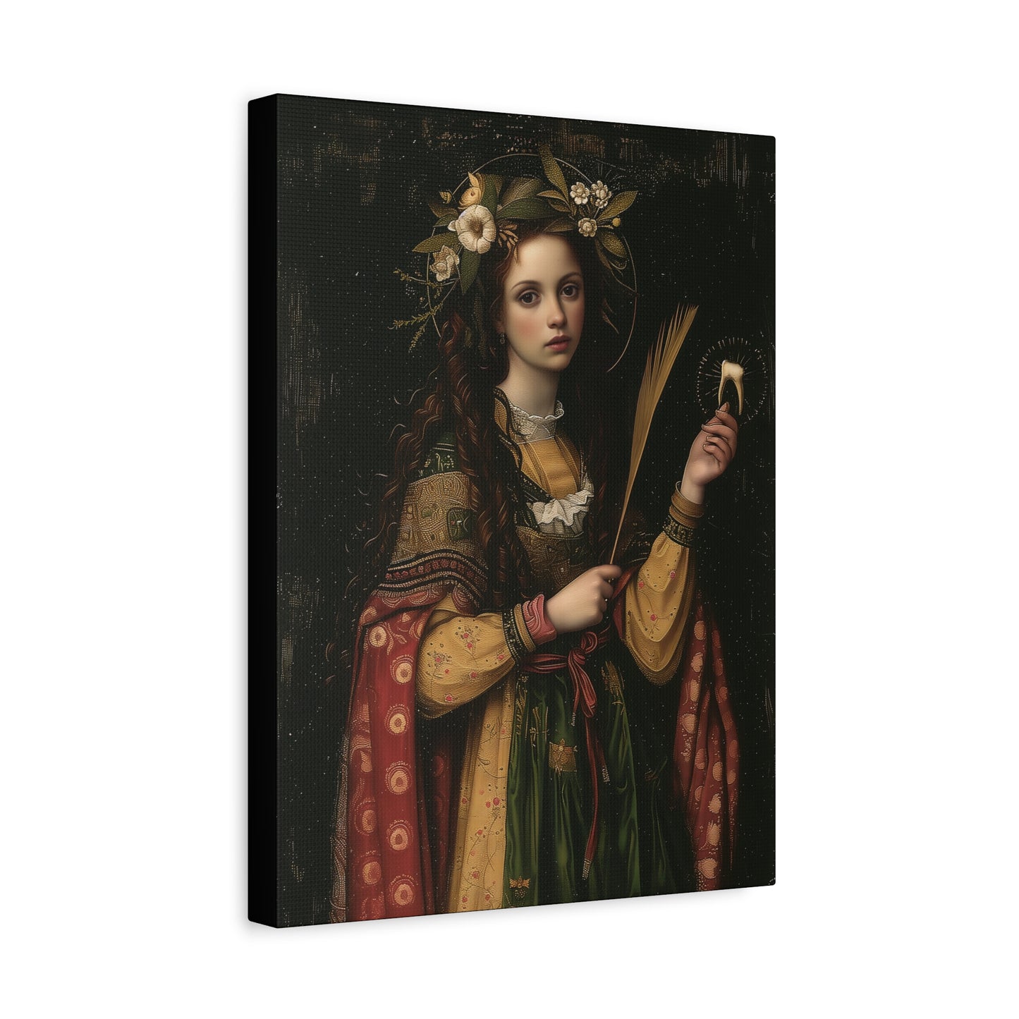 Saint Apollonia - Museum Wrapped Canvas - Print - Religious Art for your Home - Catholic art print - prayer room art