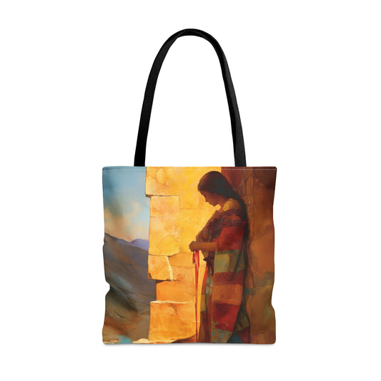 A Thread Through the Line of Christ - Rahab - Tote Bag - Large Medium Small Faith Art Bag - Catholic Faith Purse - Double Sided