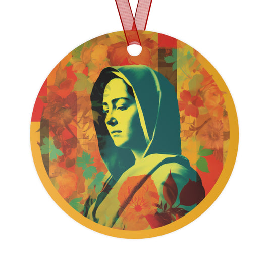 Mary the Blessed Virgin Metal Ornament - Religious Holiday Christmas Ornament and Keepsake - Double sided - Prayer Ornament