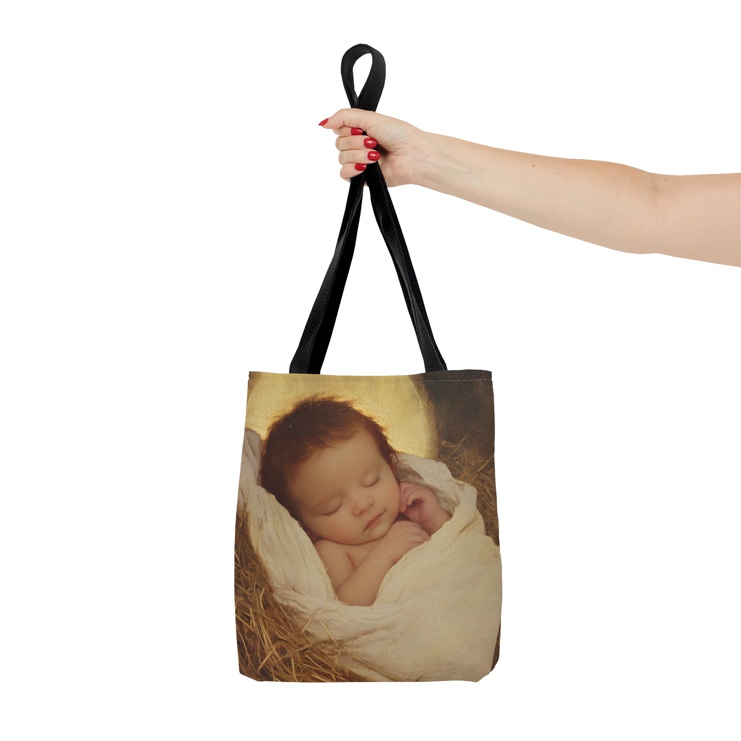 Jesus, the Newborn Light of the World - Tote Bag - Large Medium Small Faith Art Bag - Catholic Faith Purse